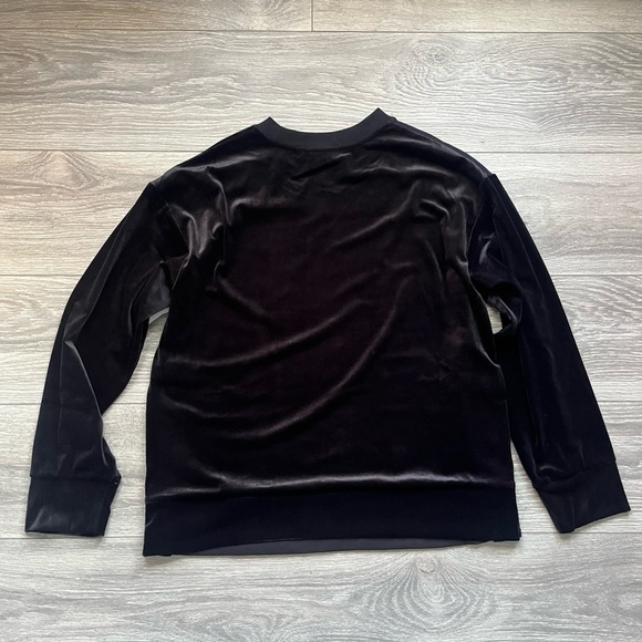 NEW Athleta Retroplush Velvet Crewneck Black Velour Button Details Size S Comfy - Picture 2 of 10